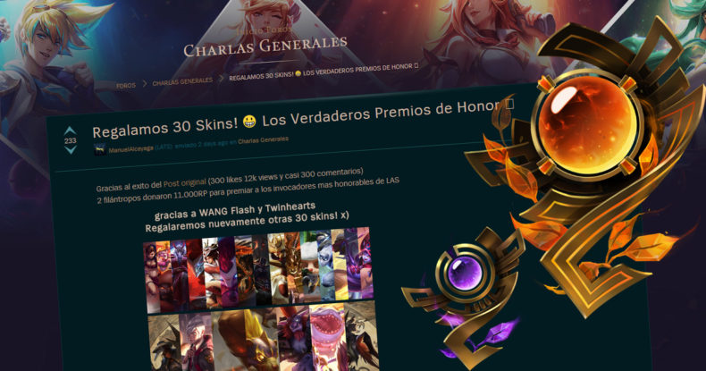 Luego del éxito de la primera versión, invocadores de LAS regalan otros 30 skins a jugadores honorables